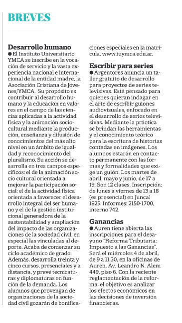 Ganancias. Auren en Diario La Nación