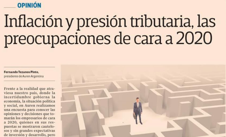 Prensa. Inflación y presión tributaria: las preocupaciones de cara al 2020 (Diario El Cronista)