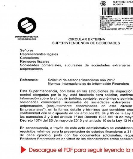 Presentación de los Estados Financieras bajo NIIF (2017).