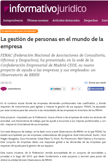 Auren colabora con el proyecto de ayuda a las empresas y sus empleados «Observatorio de RRHH»