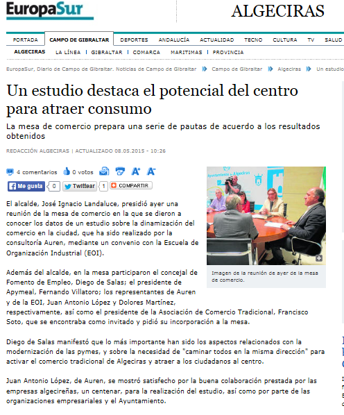 Auren realiza un estudio sobre la dinamización del comercio en la ciudad de Algeciras